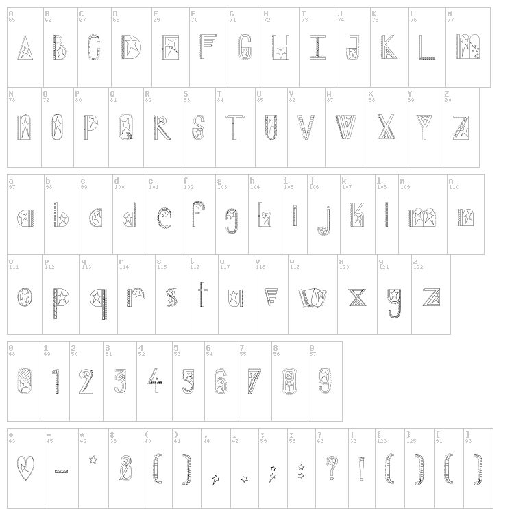 Captain A font map